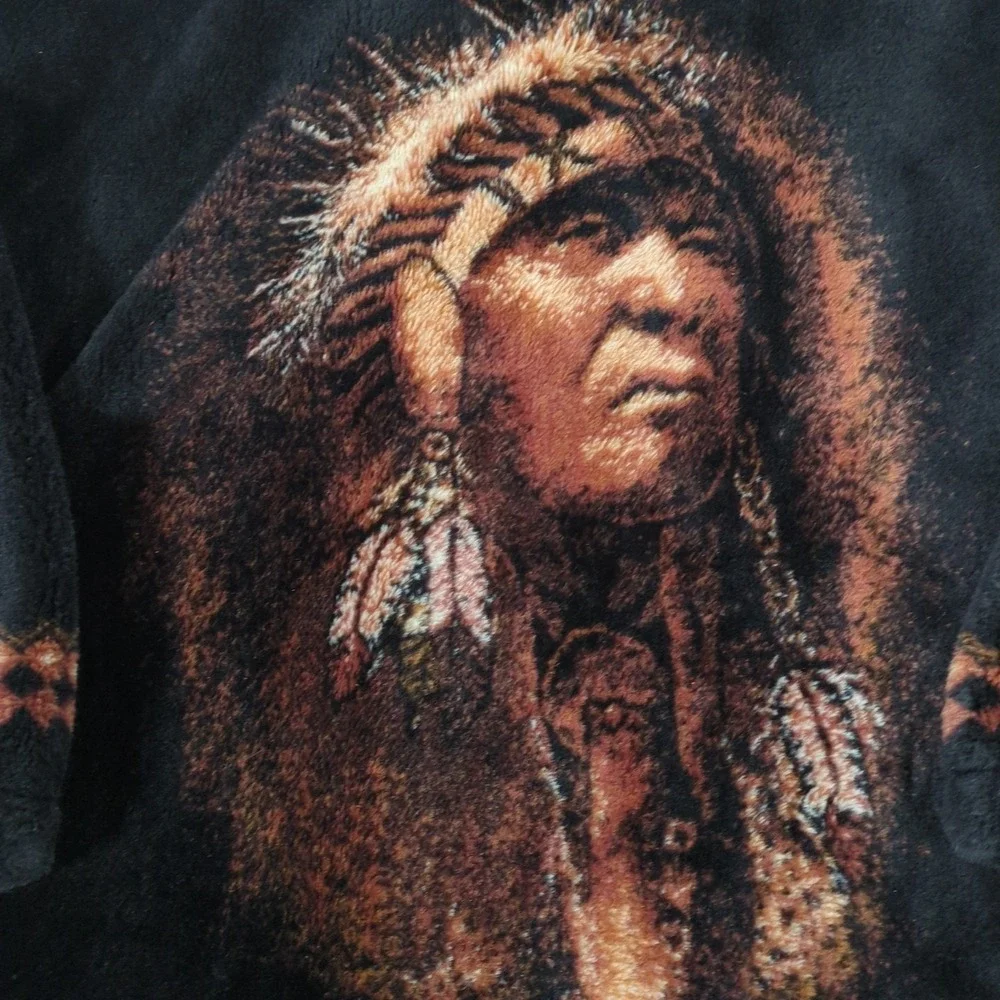 Bear Ridge‎ Outfitters Native American Chief Plush Fleece Jacket Full  Zip Parka